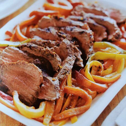 Rossotti Ranch veal sliced with peppers