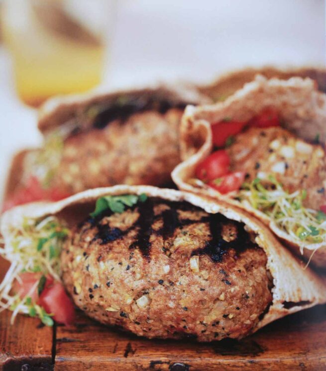 Rossotti Ranch goat burgers in pita