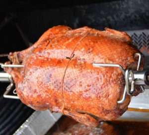 Rossotti Ranch duck on a spit